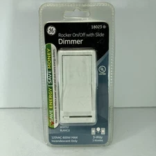 GE Rocker On/Off Switch Dimmer With Slide 18023 White 3-Way - NEW
