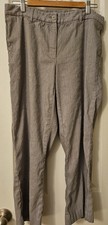 J Jill Grey Stripe sz 12 Linen Blend Washable Pants Great Condition