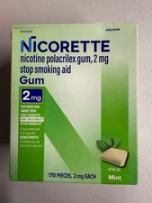 Nicorette Nicotine Gum, Stop Smoking Aids, 2 mg, Mint, 170 Count Exp 1/27