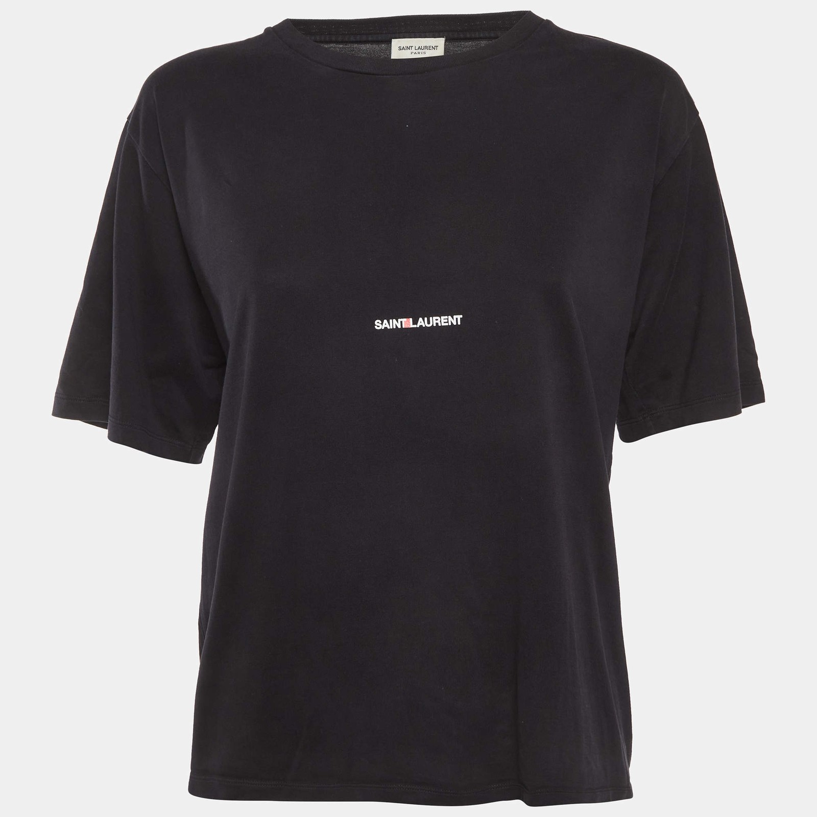 Saint Laurent Paris Black Logo Print Jersey TShirt L