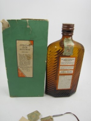 Vintage Special Old Reserve AMS Medicinal Whiskey Glass Bottle 1 Pint 1932 USA