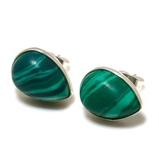 Green Malachite Gemstone 925 Sterling Silver Jewelry Stud Earring For Gift