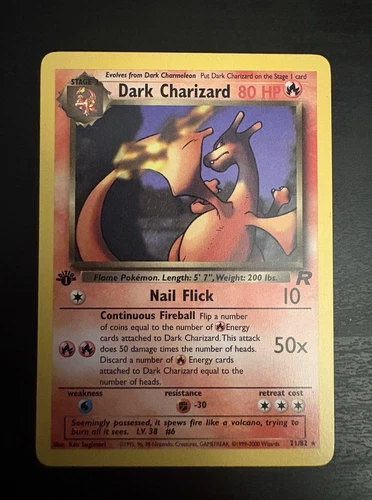 1st Edition Dark Charizard 21/82 CLEAN card NM Team Rocket Pokémon