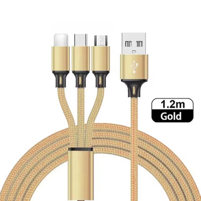 1,2m Multi USB Ladekabel 3in1 Typ-C Micro IPhone Lade Kabel Huawei 2.1A Neu