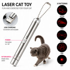 Pointeur laser chat USB rechargeable jouet pour animaux de compagnie lumière LED porte-clés en acier inoxydable