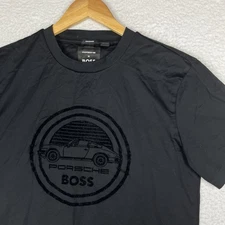 Hugo Boss Porsche T Shirt Mens Medium Black Short Sleeve Logo Mercerised limited