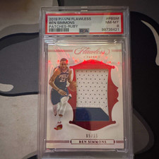 Panini 2019 Flawless Ben Simmons Patches Ruby /15 #PBSM PSA 8