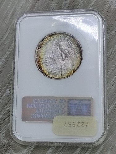 AMAZING RING "O" FIRE TONED NGC MS 63 1925 STONE MOUNTAIN HALF DOLLAR - Picture 6 of 9