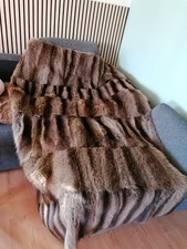 Echte Pelzdecke  Felldecke  "Waschbär" Auflage  Decke Upcycling