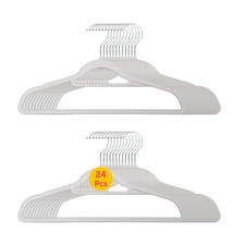 Heavy Duty Plastic Hangers, White - Pack of 24 Clothes Hangers with Hook for ...