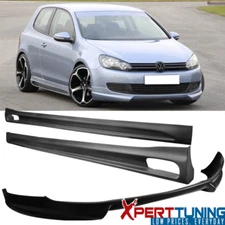 Fits 10-14 Volkswagen VW Golf RG Style Front Bumper Lip + Side Skirts 2PC PU