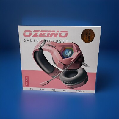 OZEINO Rare Pink Wired Pro Gaming Headset with Mic | PS4 PS5, PC, Xbox + Switch