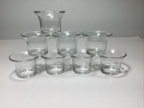 Lot 8 Vintage MCM Fire King Federal Glass Clear Votive Candle Holders For Warmer
