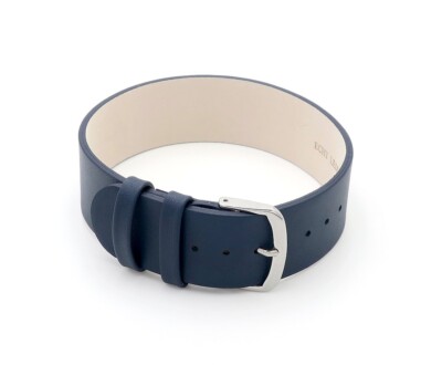 Feinstes Leder Durchzugs-Uhrenarmband Modell Luzern dunkel-blau 20 mm 