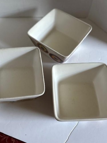 Tabletops Unlimited Melamine Square Bowls Circles Pattern - Lot of 3 - Picture 5 of 5