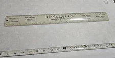 Vintage John Cooper Inc General Electric Salunga PA Advertising 18" Metal Ruler
