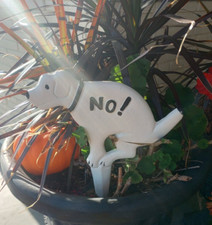 NO Dumping Poop Dog Sign Yard Garden Warning White Cast Iron