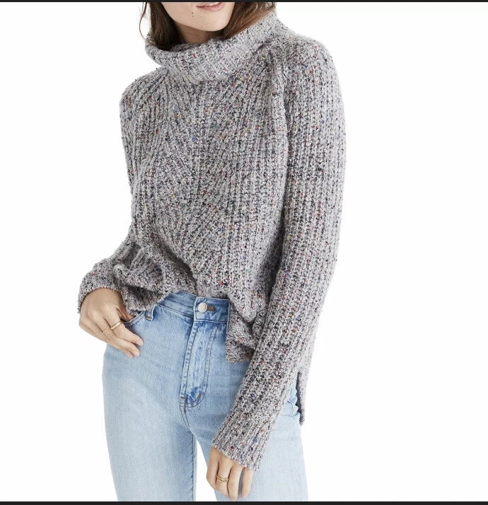 Madewell Colorfleck Ribbed Turtleneck Chunky Sweater Size Small