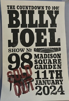 BILLY JOEL POSTER MSG NYC 1/11/2024 MADISON SQ GARDEN 98th
