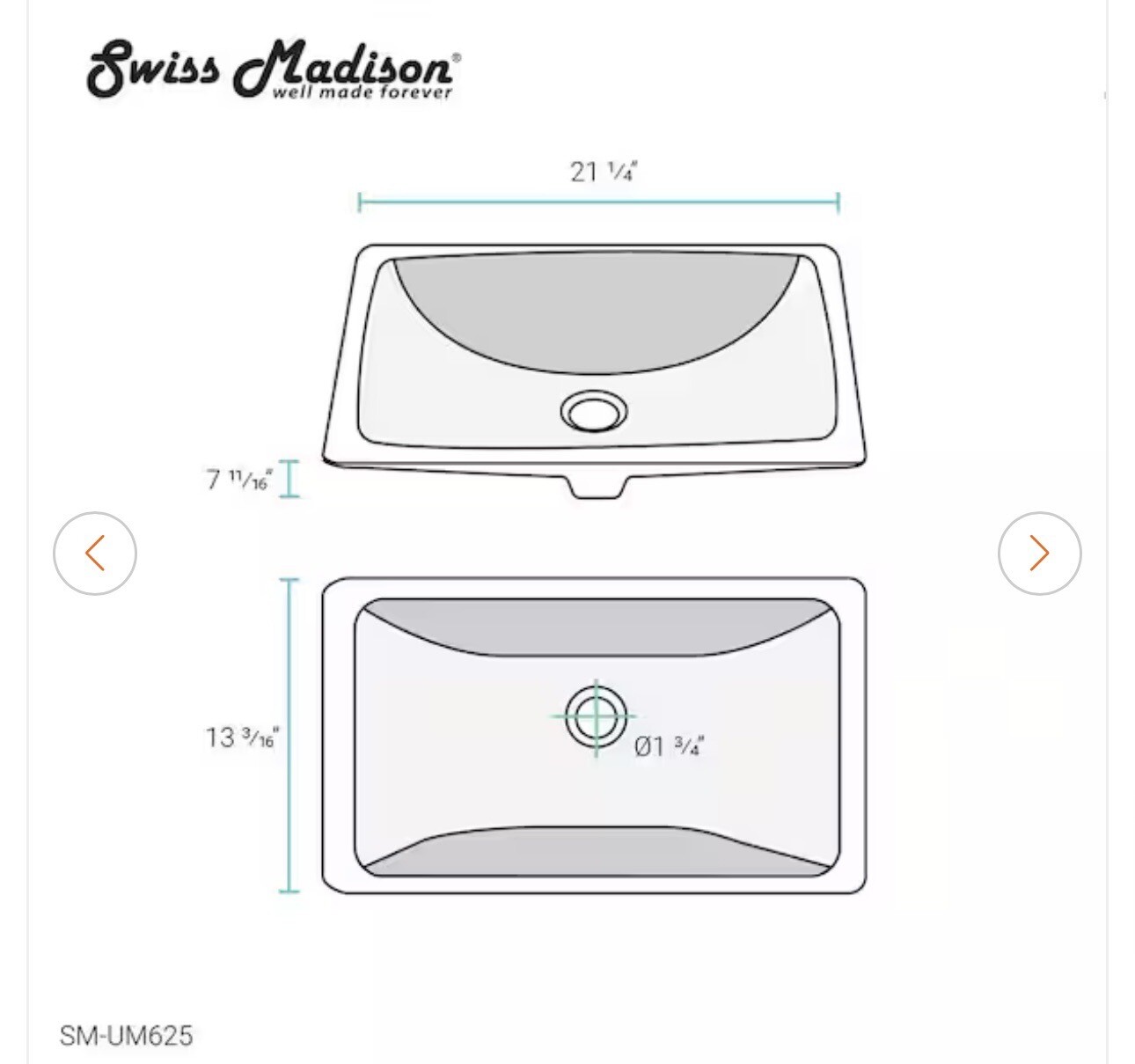 Swiss Madison Voltaire 21 in. Rectangular Undermount Bathroom Sink