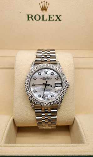 Rolex Datejust 31mm Custom 2.95ct Diamond Bezel/Lugs/White MOP Roman VI Watch - Picture 2 of 8