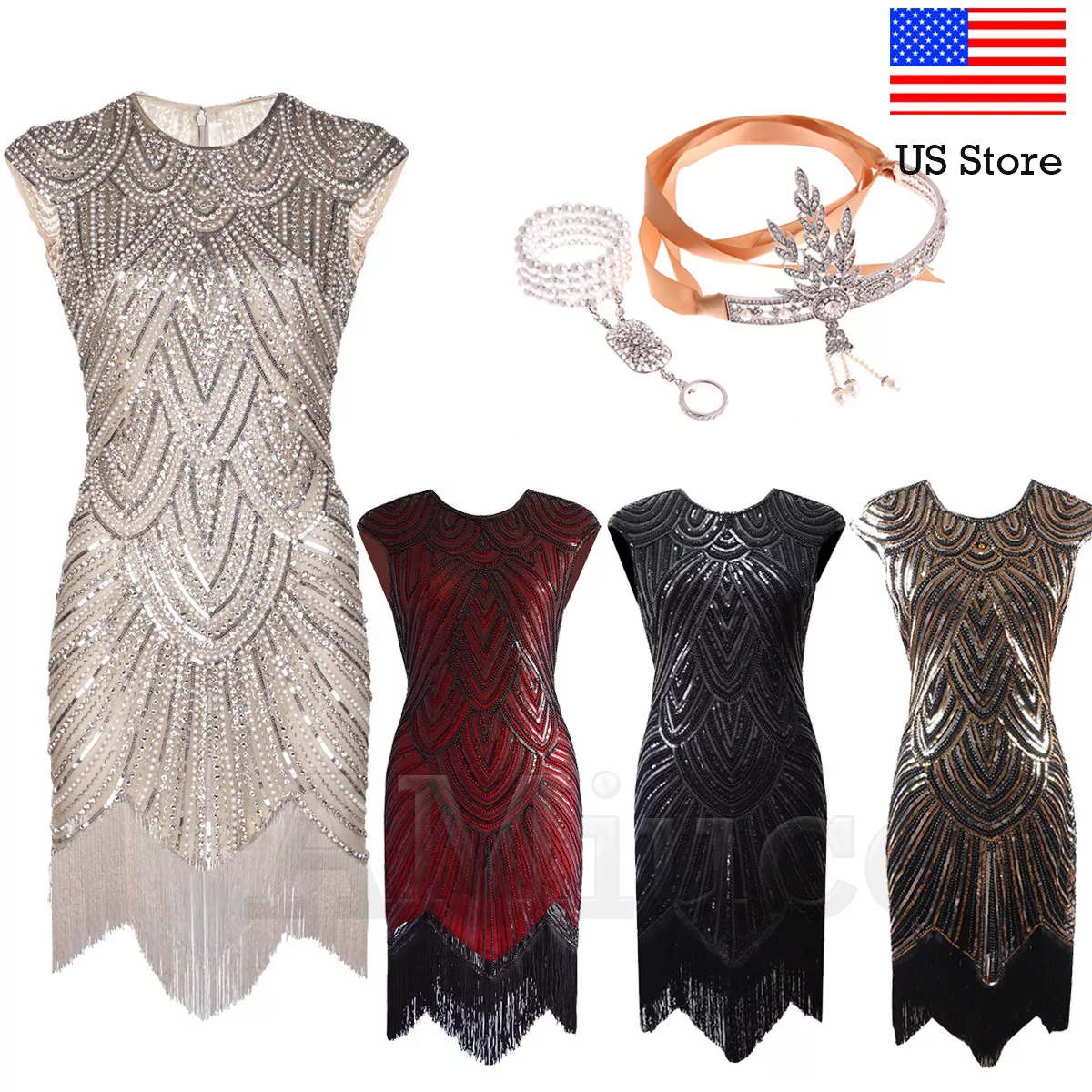 1920s Flapper Great Gatsby Dresses Cocktail Evening Tassels Dress | eBay