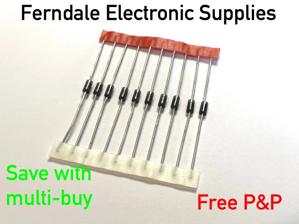 DIODES, INC. 1N4001 Silicon Rectifier Diode, 1A, 50V, pack of 10