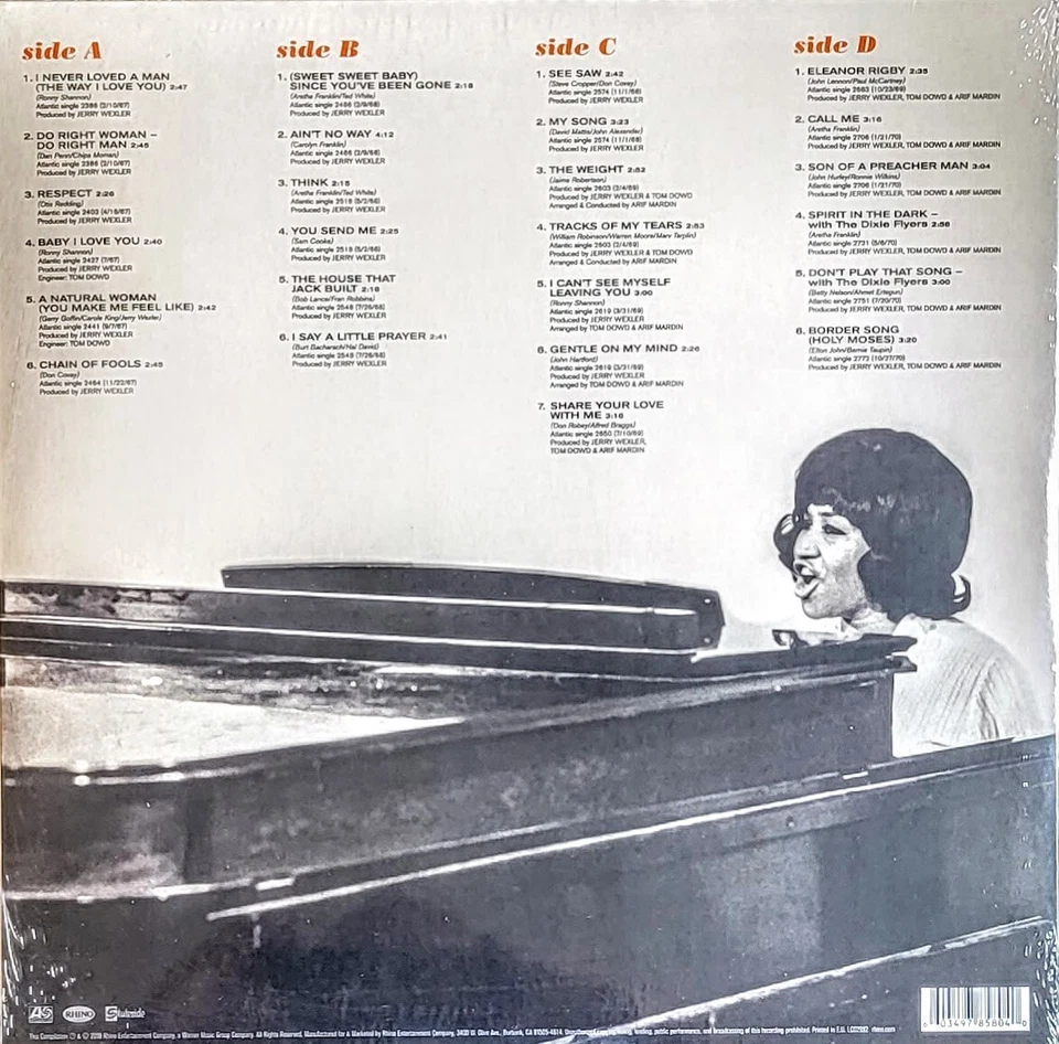 ARETHA FRANKLIN - THE ATLANTIC SINGLES COLLECTION 1967-1970 - VINYL 2-LP SET - Image 2 of 2