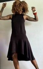 LOADED BY ASOS BLACK SLEEVELESS KNEE LENGTH DRESS SIZE:MEDIUM