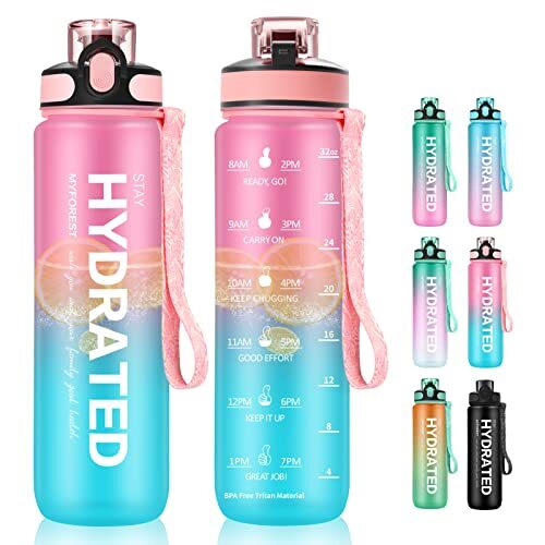 32oz Motivational Water Bottle With Time Marker – BPA Free Tritan Sport Bottle For Gym, Office & Daily Hydration - View #3