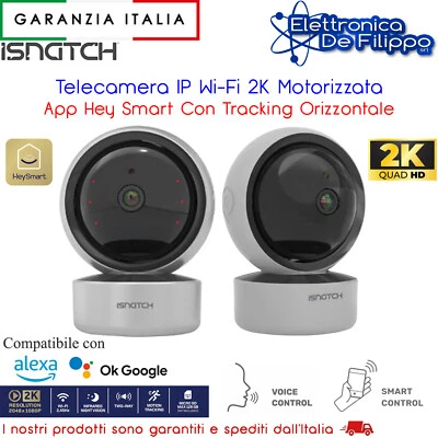ISNATCH Telecamera IP Wi-Fi 2K Motorizzata App Hey Smart Con Tracking Orizzontale