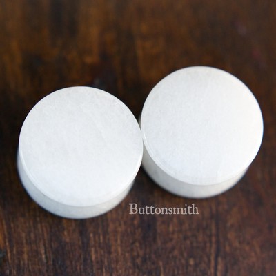 Pair of White Quartz Organic Stone Plugs ear lobe gauges 3mm to 25mm -13 sizes