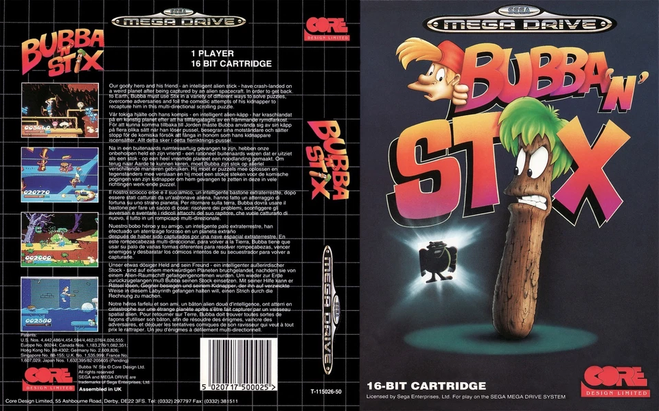- Caja de repuesto Bubba 'n' Stix Megadrive PAL estuche artístico solo inserto
