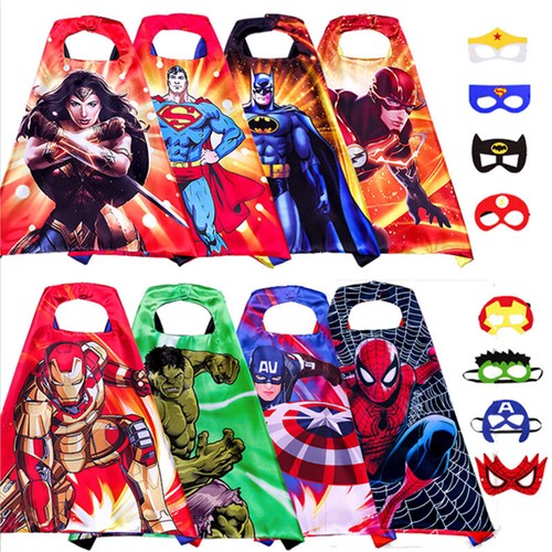 Set mantello e maschera bambini supereroe ragazzo bambina Superman Batman congelato costume Halloween - Foto 2 di 19