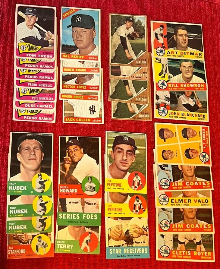 81 Cards - 1960-1969 Topps All New York Yankees Common Card Lot w