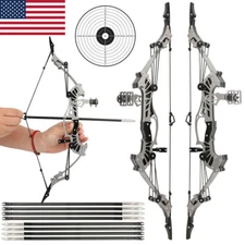 16" Mini Compound Bow Kit 16lbs Archery Toy Gift Arrows Target Shooting Game Bow
