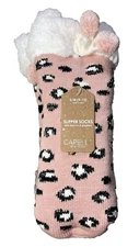 NWT Capelli Slipper Socks With Faux Fur And Grippers S/M Sizes 9-13 New