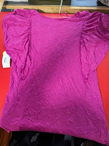 Ana womens L Fushia Adventure pink shirt top ruffle sleeve NWT - Picture 6 of 6