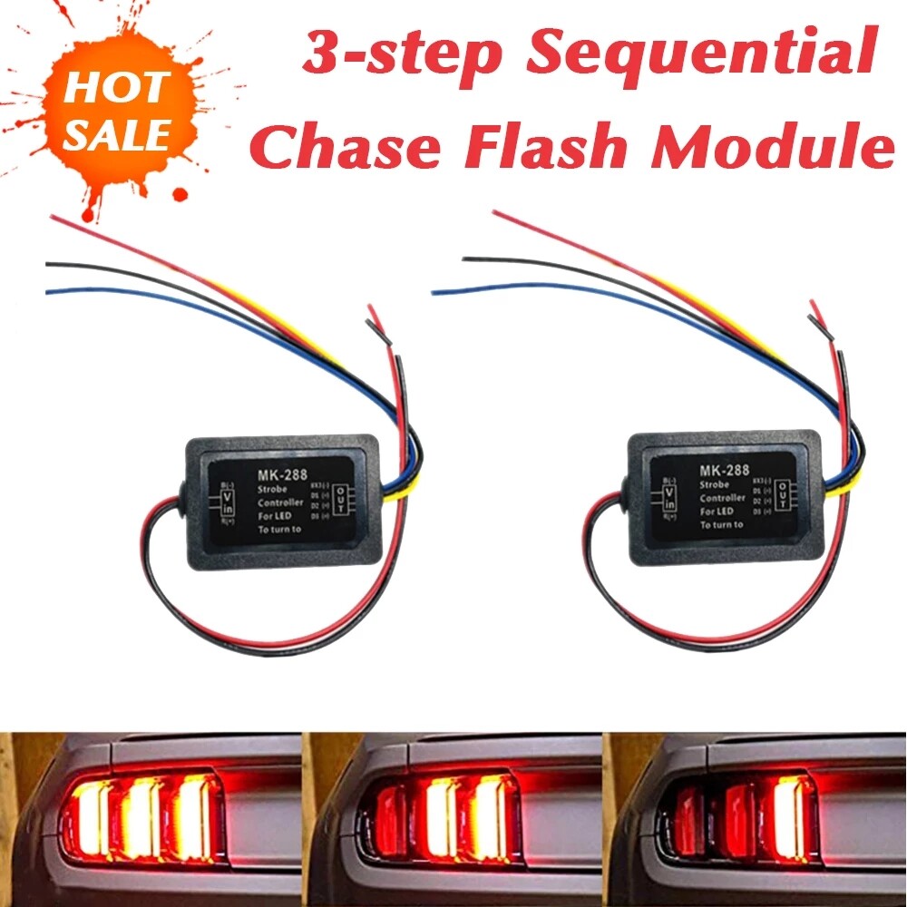 Klanata 2ST Achterlicht Controller 3-Staps Sequentiële Dynamische Flash Module Universeel voor Richtingaanwijzer Voor of Achter DC 12V