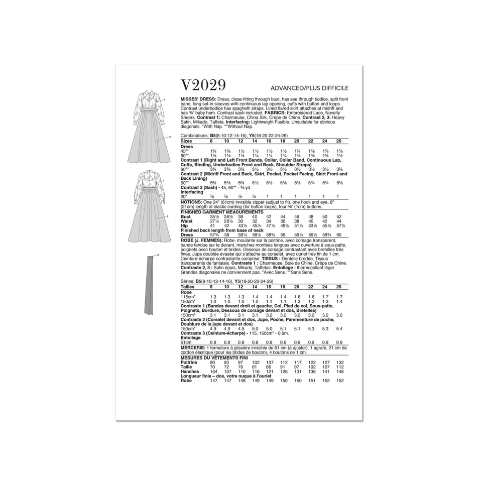 Vogue Schnittmuster V2029 - Kleid - Kleid aus langem Rock mit Spitzenbluse - Bild 4 von 4