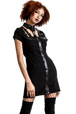 Killstar Gothic Punk Hemdkleid Minikleid - All Attitude Schwarz