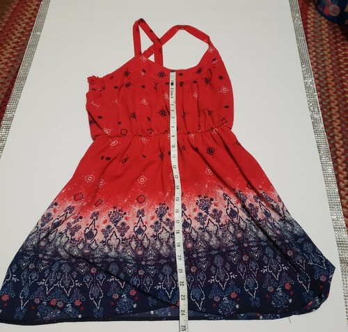 Rewind Red/White/Blue Mini Boho Short Dress Lined Adjustable Straps Size S - Picture 6 of 7
