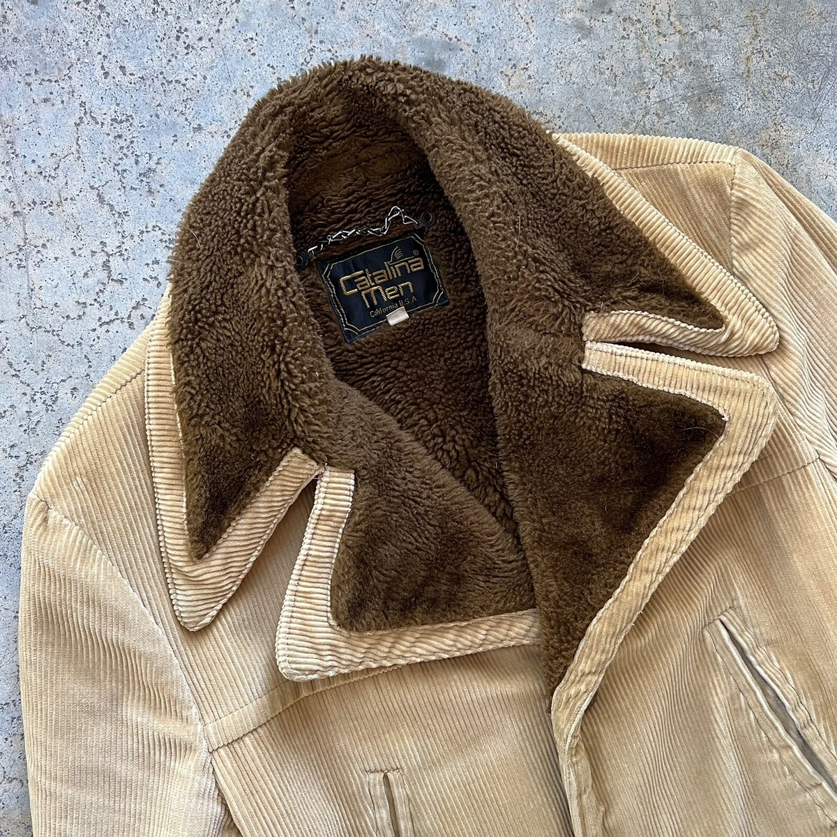 Vintage 70s Western Corduroy Sherpa Lined Ranch Coat Jacket