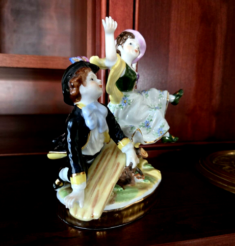 Royal Vienna Children Playing See-Saw Figurine Porcelain Antique c. 1880 - Picture 10 of 12