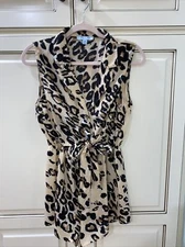 She & Sky Romper Cheetah Print Size Medium Cut Out Opening