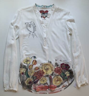 DESIGUAL, Bluse/Tunika, Größe XS, Weiß, Florales Muster, Neu mit Etikett