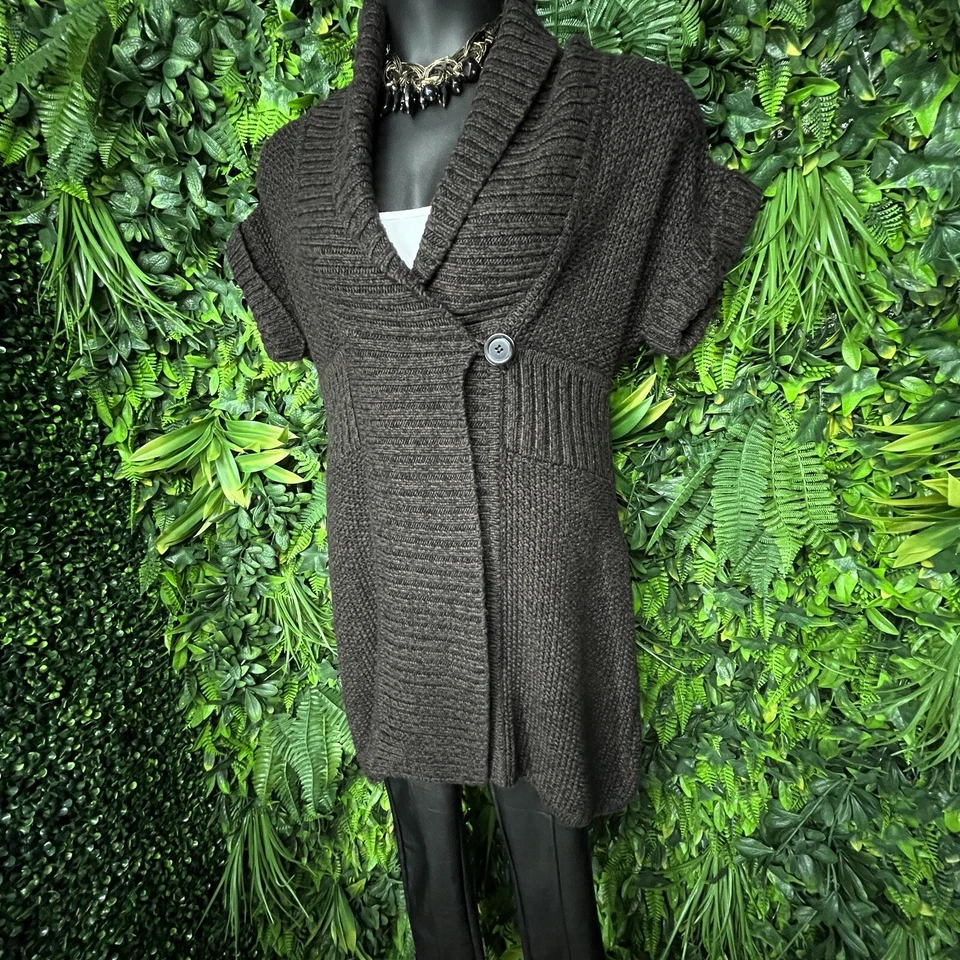 Kenneth Cole Suéter Mujer Grande Marrón Tejido Cárdigan Top Mezcla Lana 1379 Foto 4 de 4