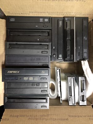 Lot of 13 Disc Drives. 10 are 5.25'' Drives, 3 are 3.25'' drives and 1 for Laptop