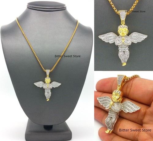MENS 14K YELLOW GOLD GODS ANGEL JESUS 