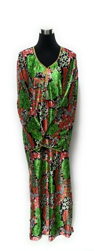 Femme Satin Manches Longues Robe Maxi Multifloral Abaya de Luxe Tunique Caftan - Photo 11 sur 12